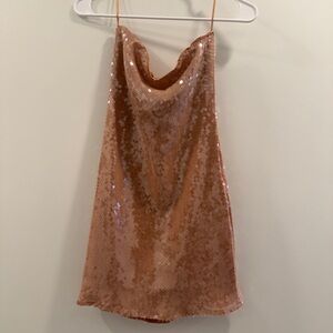 Bardot Soft Tan Sequin Dress